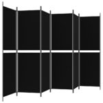 vidaXL 6-panelový paraván čierna 300x180 cm látka – Obrázok 5