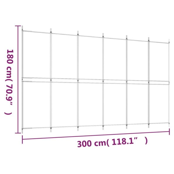 vidaXL 6-panelový paraván čierna 300x180 cm látka – Obrázok 8