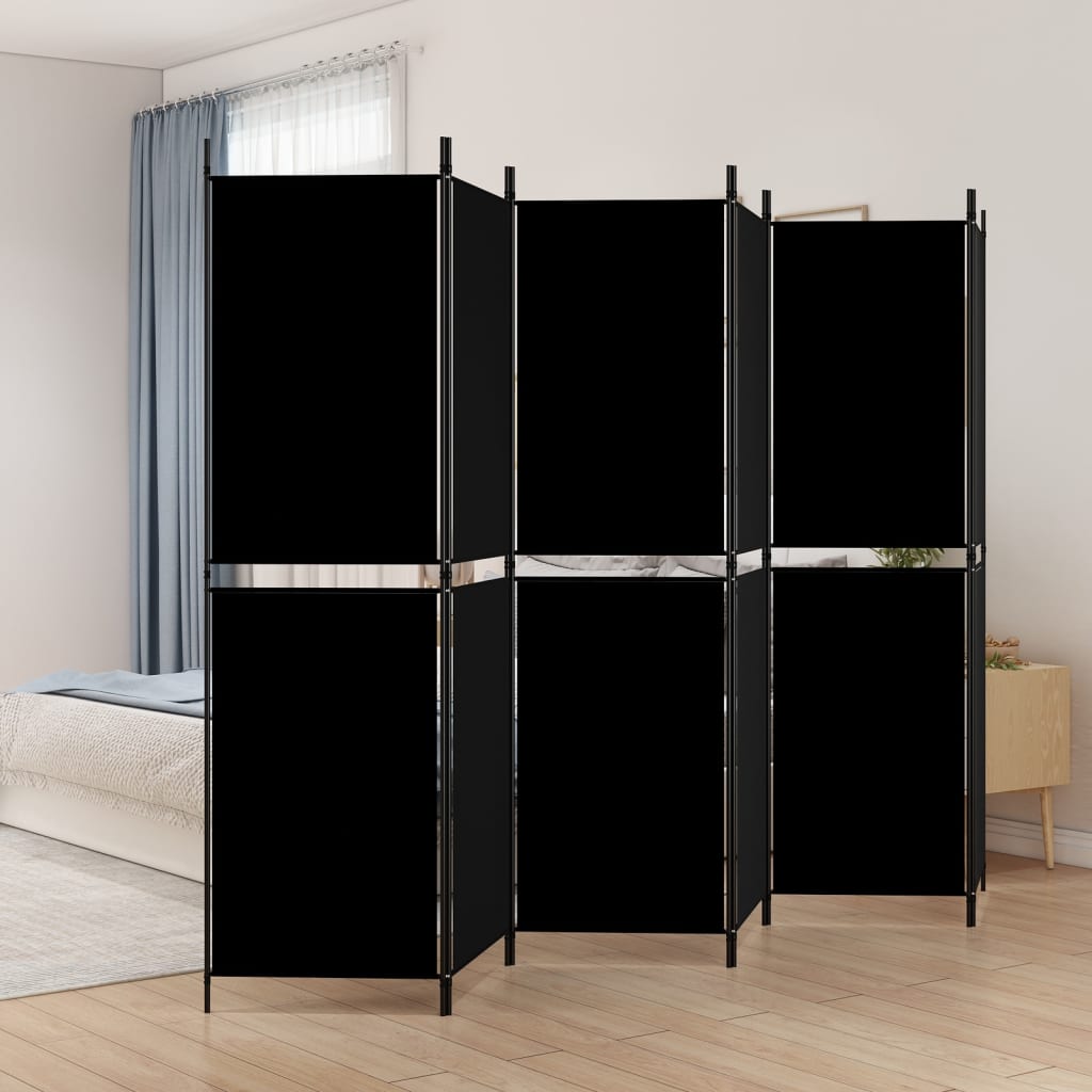 VXL8720287196235_m_en_hd_1.jpg vidaXL 6-panelový paraván čierna 300x180 cm látka – Obrázok 1