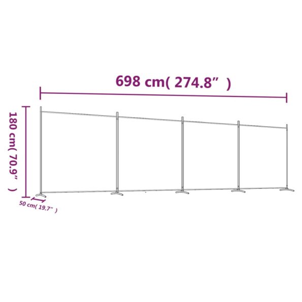 vidaXL 4-panelový paraván antracitový 698x180 cm látkový – Obrázok 8