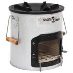 vidaXL Kempingový varič na drevo strieborný 45x25x26 cm oceľ – Obrázok 3