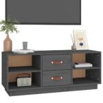 vidaXL TV skrinka sivá 100x34x40 cm borovicový masív – Obrázok 4