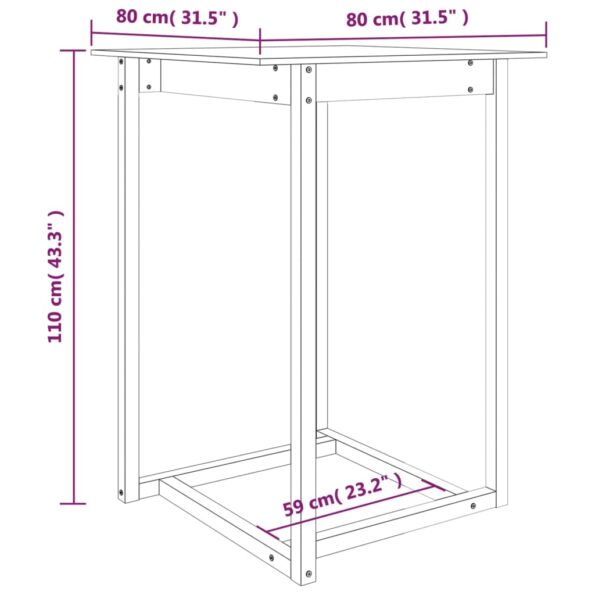 vidaXL Barový stolík 80x80x110 cm borovicový masív – Obrázok 7