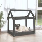 vidaXL Posteľ pre psa sivá 71x55x70 cm borovicový masív – Obrázok 3