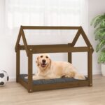vidaXL Posteľ pre psa medová 81x60x70 cm borovicový masív