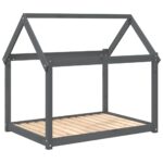 vidaXL Posteľ pre psa sivá 111x80x100 cm borovicový masív – Obrázok 2