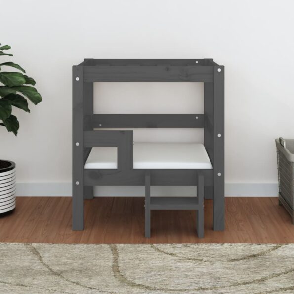 vidaXL Posteľ pre psa sivý 55,5x53,5x60 cm borovicový masív – Obrázok 3