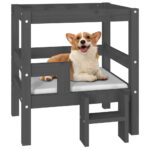 vidaXL Posteľ pre psa sivý 55,5x53,5x60 cm borovicový masív – Obrázok 4
