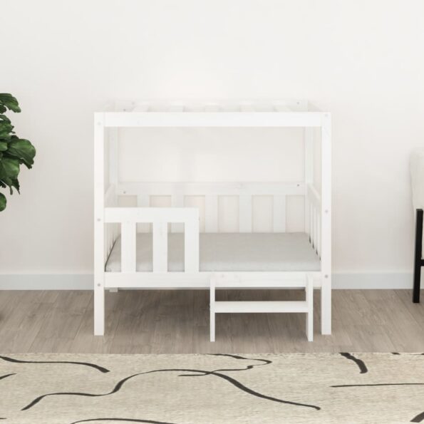 vidaXL Posteľ pre psa biela 95,5x73,5x90 cm borovicový masív – Obrázok 3