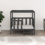 vidaXL Posteľ pre psa sivá 105,5x83,5x100 cm borovicový masív – Obrázok 3