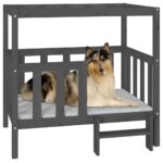 vidaXL Posteľ pre psa sivá 105,5x83,5x100 cm borovicový masív – Obrázok 4