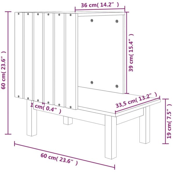 vidaXL Mačací domček biely 60x36x60 cm borovicový masív – Obrázok 8