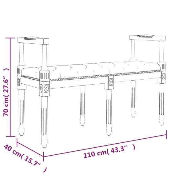 vidaXL Lavička čierna 110x40x70 cm zamat – Obrázok 7