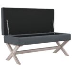 vidaXL Úložná taburetka tmavošedá 110x45x49 cm zamat – Obrázok 4