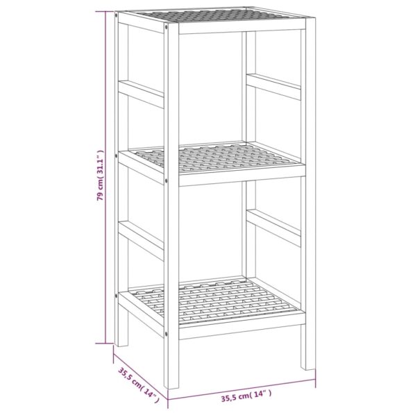 vidaXL Polica do kúpeľne 35,5x35,5x79 cm orechový masív – Obrázok 7