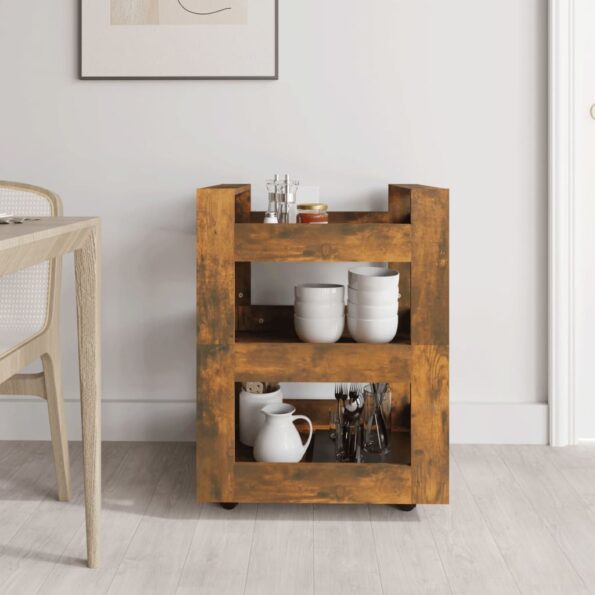 vidaXL Kuchynský vozík dymový dub 60x45x80 cm spracované drevo – Obrázok 3
