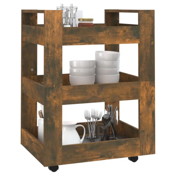 vidaXL Kuchynský vozík dymový dub 60x45x80 cm spracované drevo – Obrázok 4