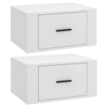 vidaXL Nástenné nočné stolíky 2 ks biele 50x36x25 cm – Obrázok 2