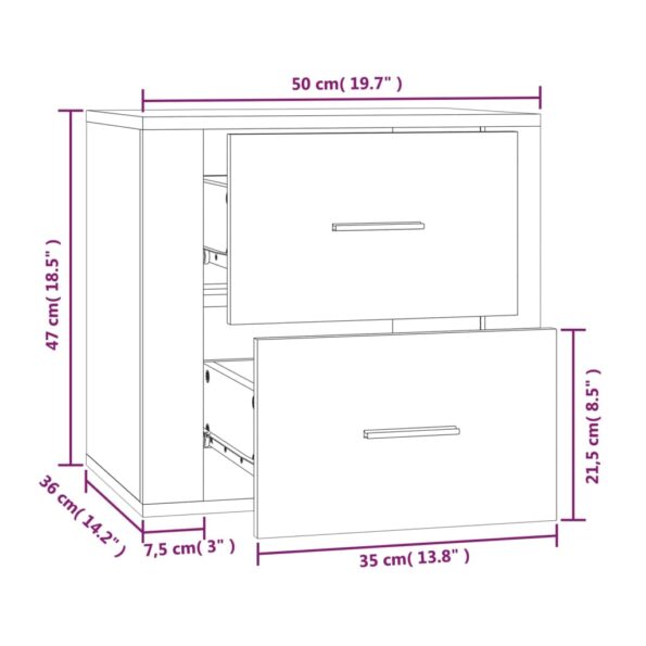 vidaXL Nástenný nočný stolík dymový dub 50x36x47 cm – Obrázok 11