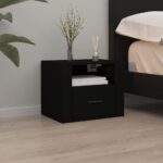 vidaXL Nástenné nočné stolíky 2 ks čierne 50x36x40 cm – Obrázok 3