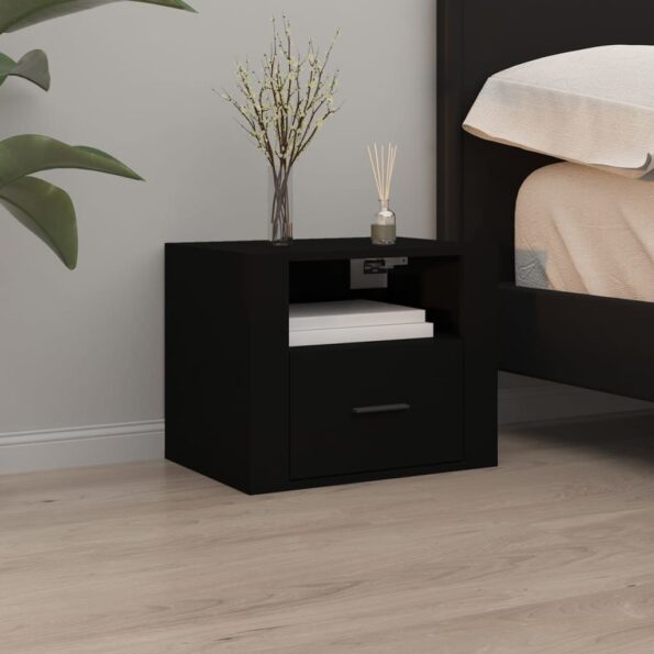 vidaXL Nástenné nočné stolíky 2 ks čierne 50x36x40 cm – Obrázok 3