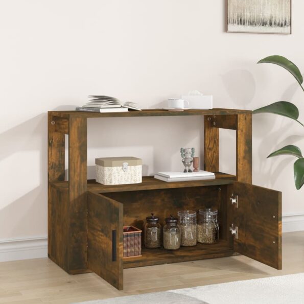vidaXL Komoda dymový dub 80x30x60 cm spracované drevo – Obrázok 3