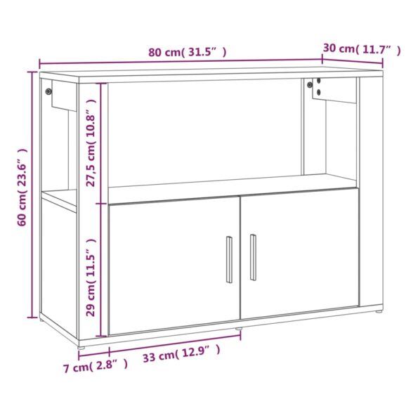 vidaXL Komoda dymový dub 80x30x60 cm spracované drevo – Obrázok 10