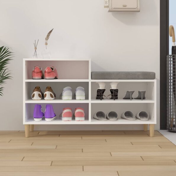 vidaXL Botník biely 102x36x60 cm spracované drevo – Obrázok 3