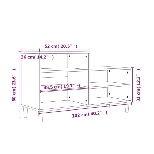 vidaXL Botník biely 102x36x60 cm spracované drevo – Obrázok 9