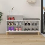 vidaXL Botník lesklý biely 102x36x60 cm spracované drevo – Obrázok 3