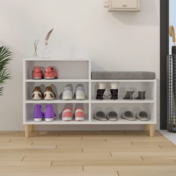 vidaXL Botník lesklý biely 102x36x60 cm spracované drevo – Obrázok 3