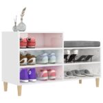vidaXL Botník lesklý biely 102x36x60 cm spracované drevo – Obrázok 4