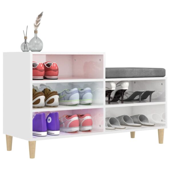 vidaXL Botník lesklý biely 102x36x60 cm spracované drevo – Obrázok 4