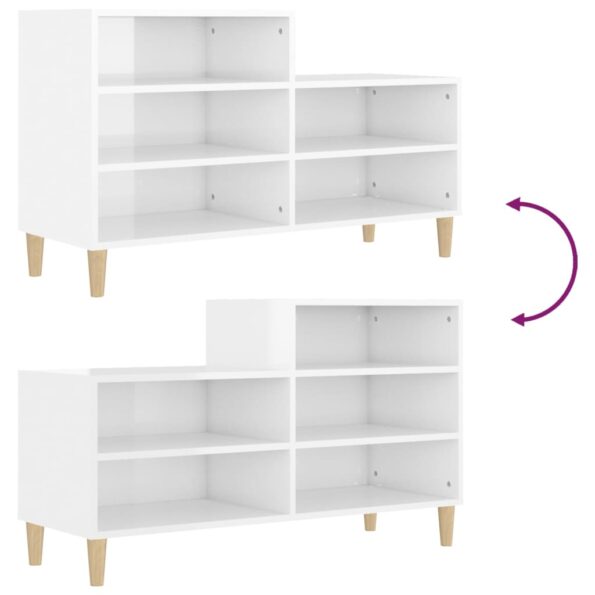 vidaXL Botník lesklý biely 102x36x60 cm spracované drevo – Obrázok 7