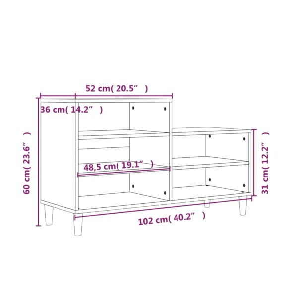 vidaXL Botník lesklý biely 102x36x60 cm spracované drevo – Obrázok 9