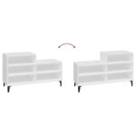 vidaXL Botník biely 102x36x60 cm spracované drevo – Obrázok 5