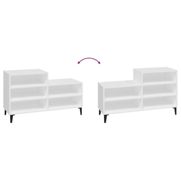 vidaXL Botník biely 102x36x60 cm spracované drevo – Obrázok 5