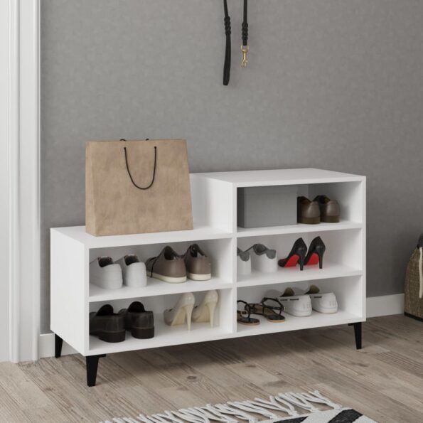 vidaXL Botník biely 102x36x60 cm spracované drevo – Obrázok 6