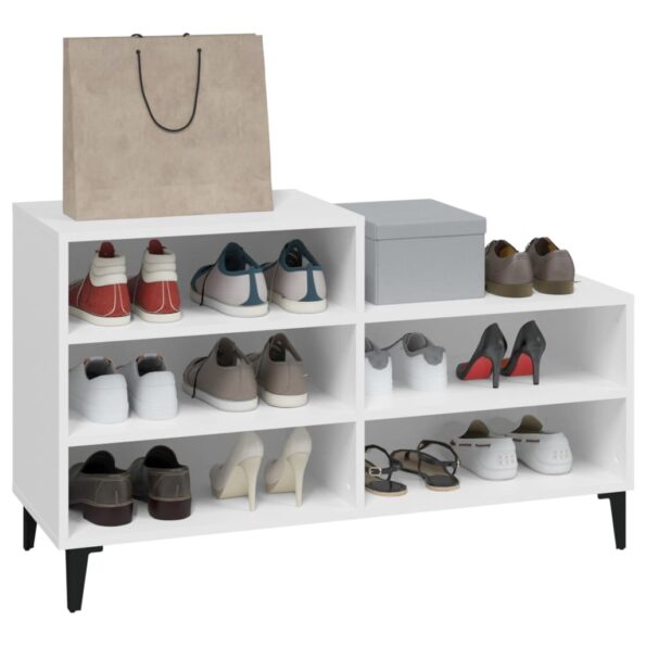 vidaXL Botník biely 102x36x60 cm spracované drevo – Obrázok 7