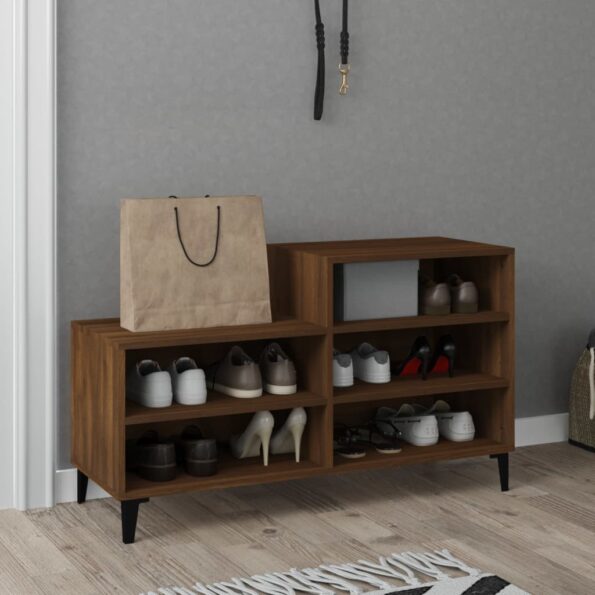 vidaXL Botník hnedý dub 102x36x60 cm spracované drevo – Obrázok 6
