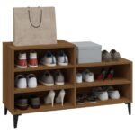 vidaXL Botník hnedý dub 102x36x60 cm spracované drevo – Obrázok 7