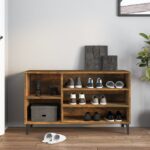 vidaXL Botník dymový dub 102x36x60 cm spracované drevo – Obrázok 3