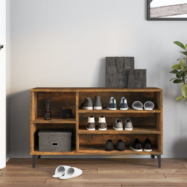 vidaXL Botník dymový dub 102x36x60 cm spracované drevo – Obrázok 3