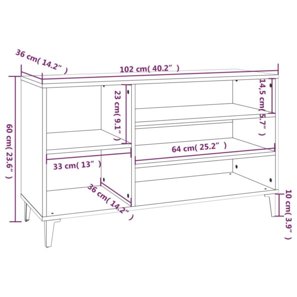 vidaXL Botník dymový dub 102x36x60 cm spracované drevo – Obrázok 8