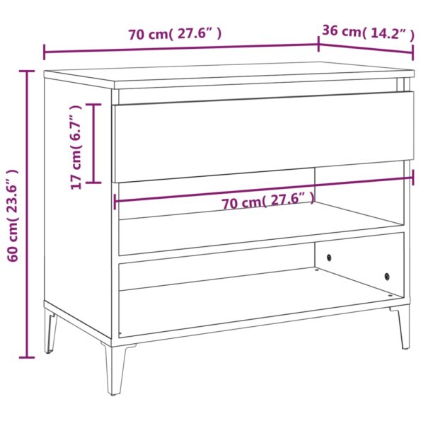 vidaXL Botník biely 70x36x60 cm spracované drevo – Obrázok 10