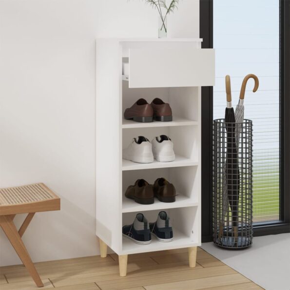 vidaXL Botník biely 40x36x105 cm spracované drevo – Obrázok 6