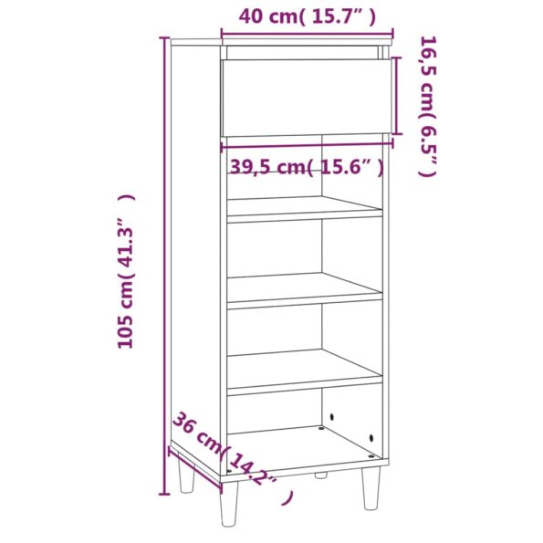 vidaXL Botník biely 40x36x105 cm spracované drevo – Obrázok 10