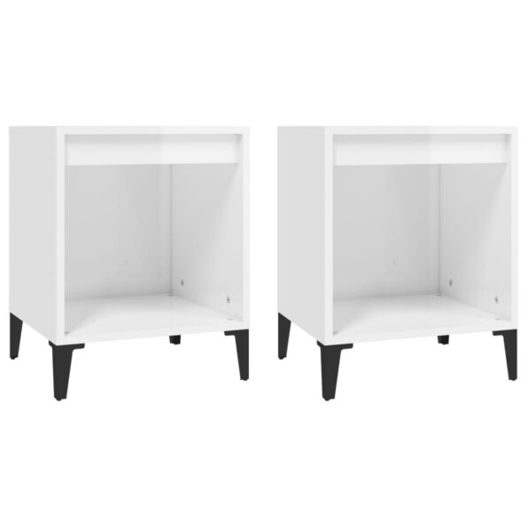 vidaXL Nočné stolíky 2 ks lesklé biele 40x35x50 cm – Obrázok 2