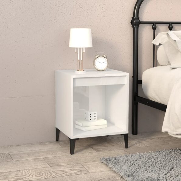 vidaXL Nočné stolíky 2 ks lesklé biele 40x35x50 cm – Obrázok 3