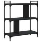 vidaXL Knižnica 3-poschodová čierna 76x32x88 cm kompozitné drevo – Obrázok 2
